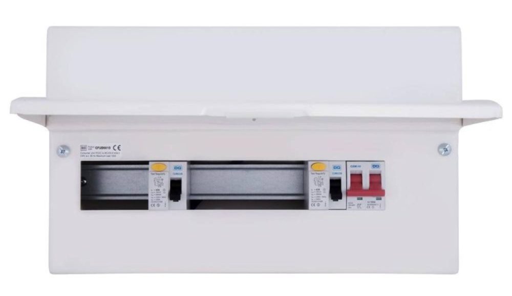4 key consumer unit buying tips - see BG CFUD6610A 10 Way Consumer Unit with 100A Switch, 2 x 63A 30mA Type A RCD (no MCBs)